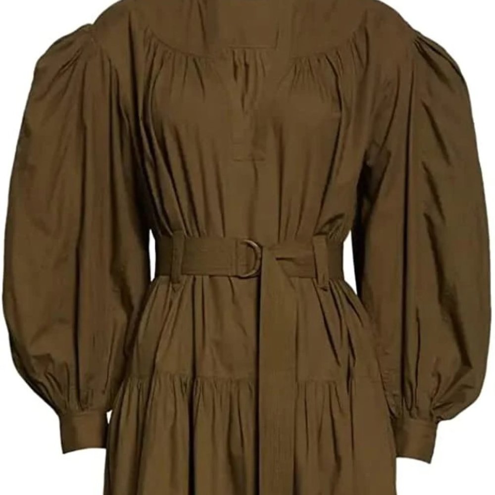 ULLA JOHNSON JOYCE OLIVE GREEN MIDI DRESS - new with tags size 8